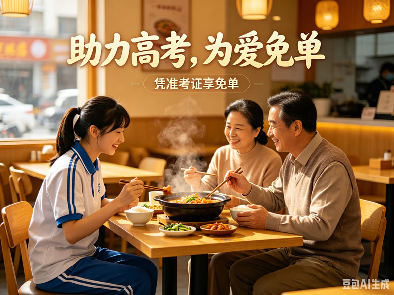 考试过半蓄力前行 | 高考第二天，持准考证一家三口免费吃暖心砂锅